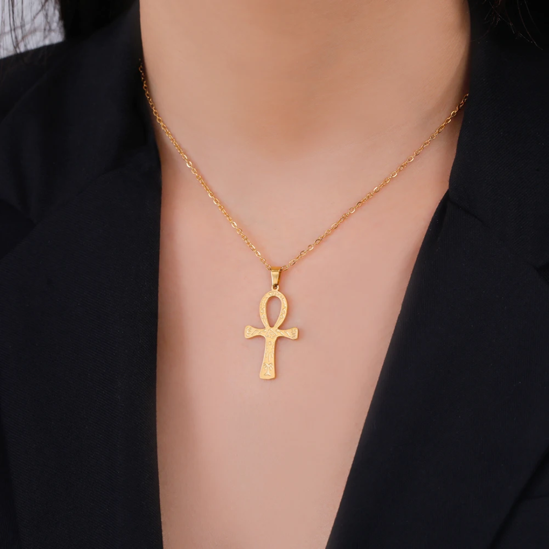 Necklace <br />Flat Ankh (Steel)