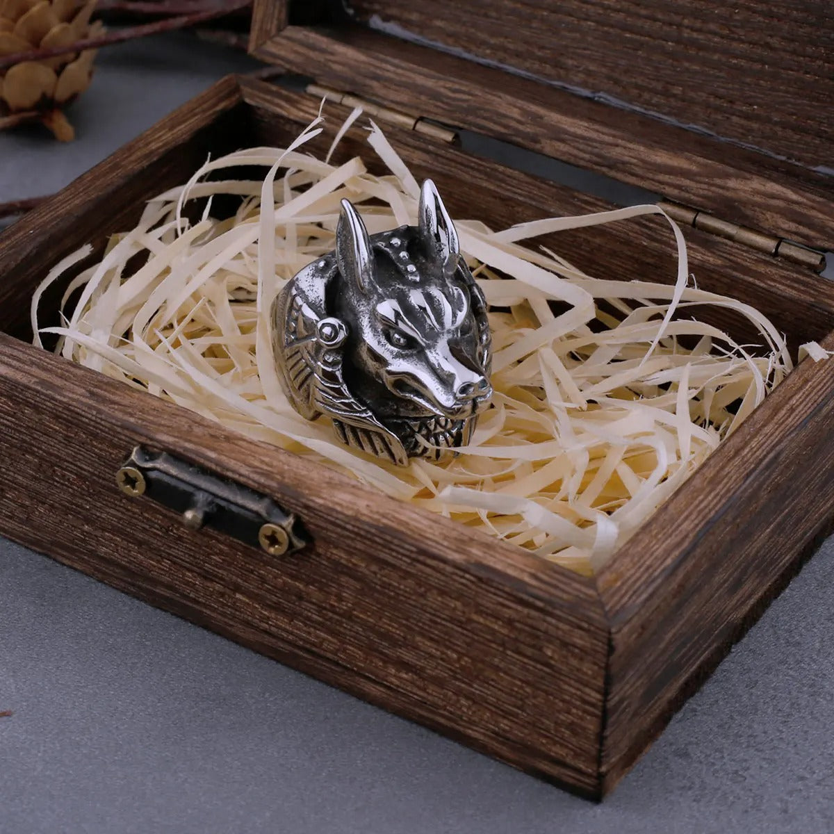 Egyptian Ring <br> Iron Anubis (Steel)