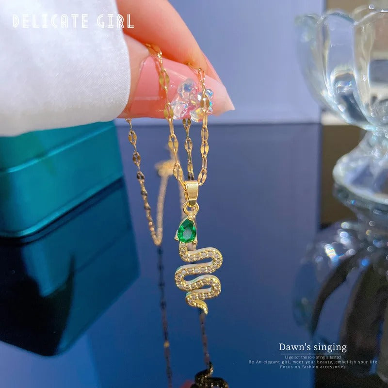 Collier Serpent Vert<br> (Acier)