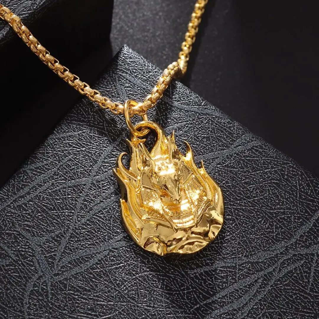 Collier égyptien<br> Pendentif Anubis (Acier)