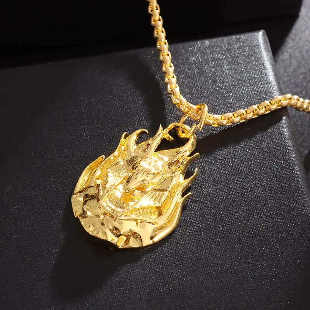 Collier égyptien<br> Pendentif Anubis (Acier)