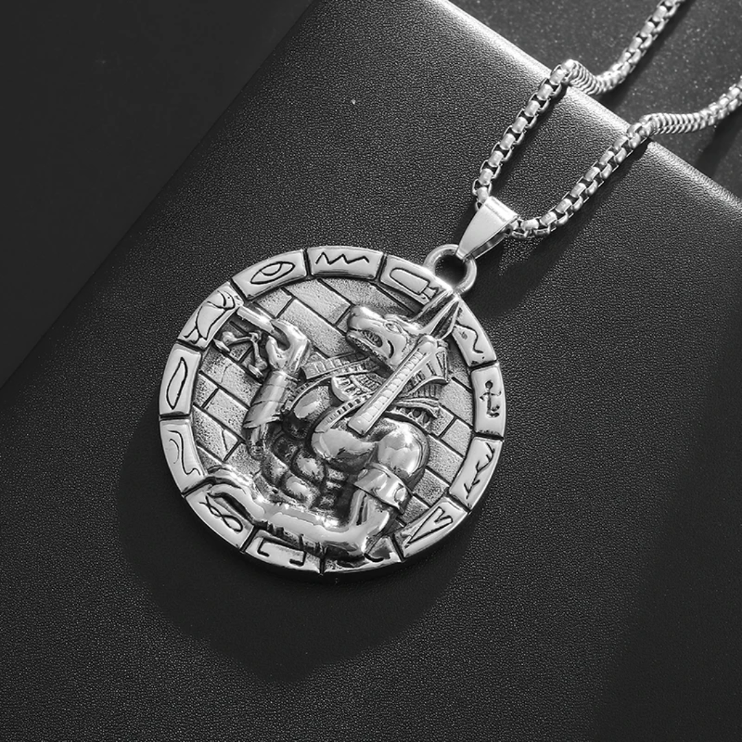 Portachiavi Anubi Signore Degli Inferi - Gioiello Egiziano Gotico In Vetro Con Foto - 25 Mm - Regalo Originale