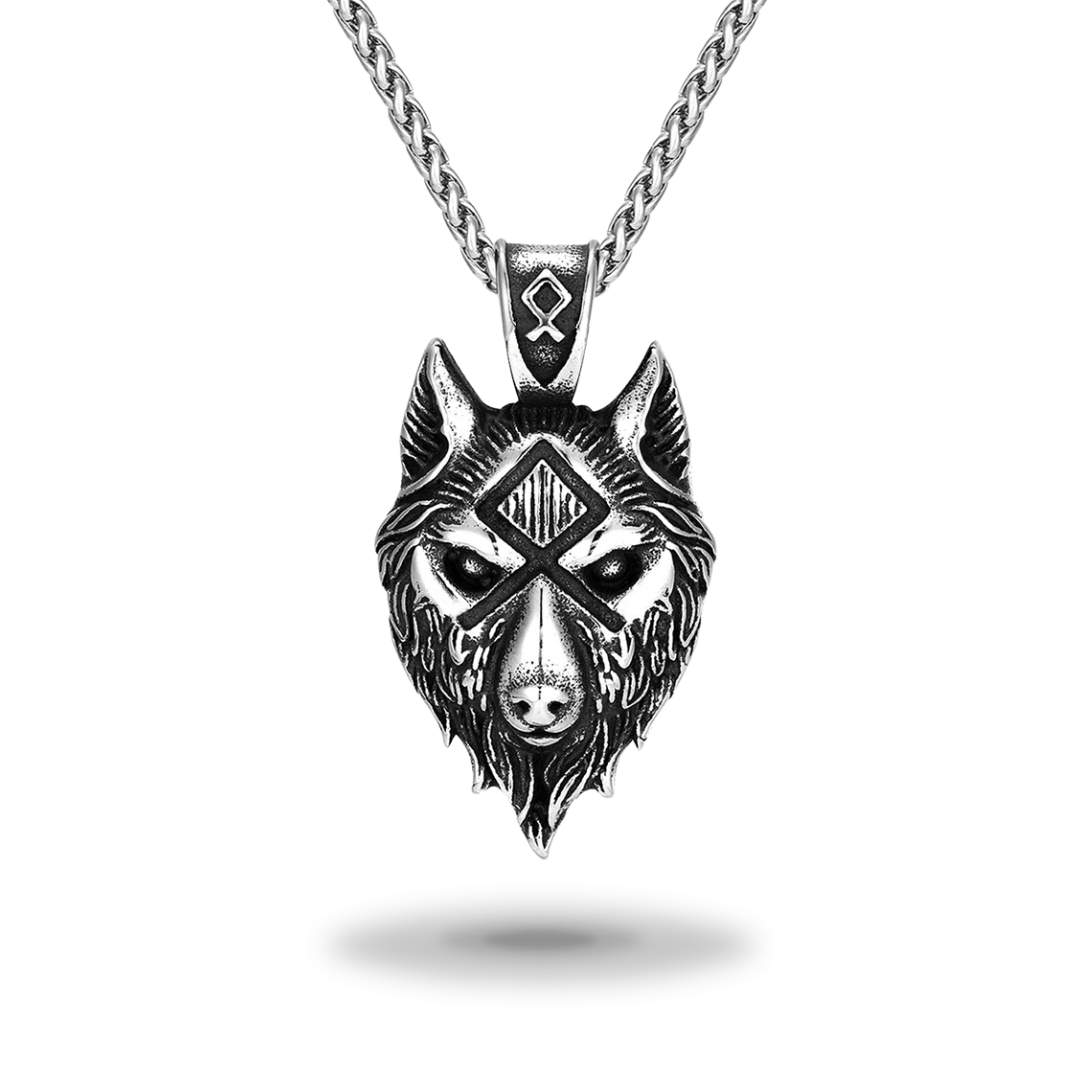 Egyptische ketting<br> Zwarte Wolf (staal)