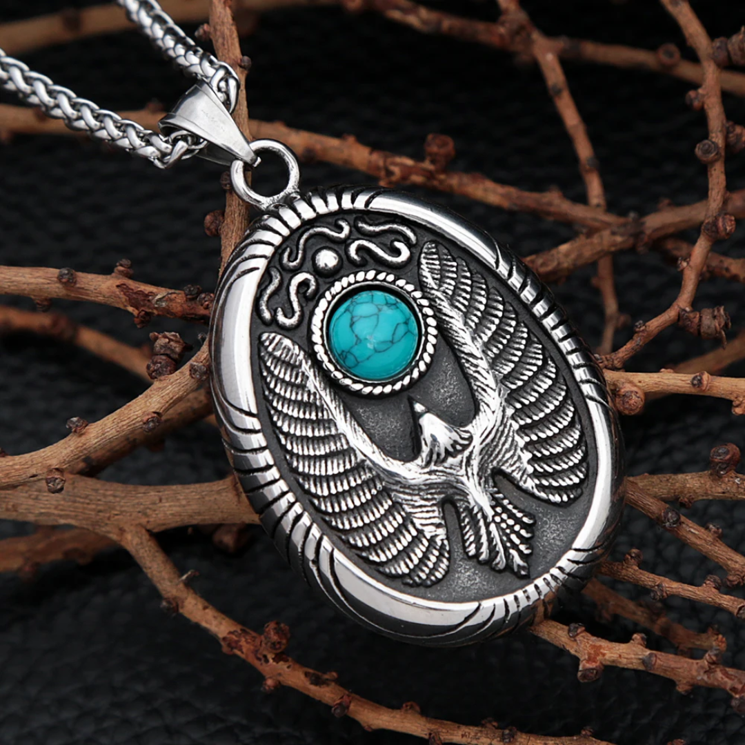 Egyptian Necklace <br />Blue Sun (Steel)