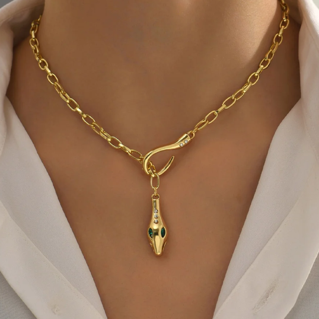 Collier égyptien<br> Serpent de pierres précieuses (acier)