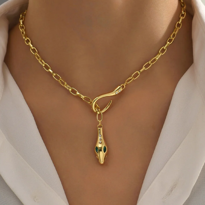 Egyptische ketting<br> Edelsteen Slang (Staal)