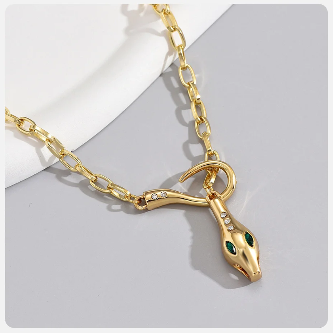 Egyptian Necklace <br />Gemstone Serpent (Steel)