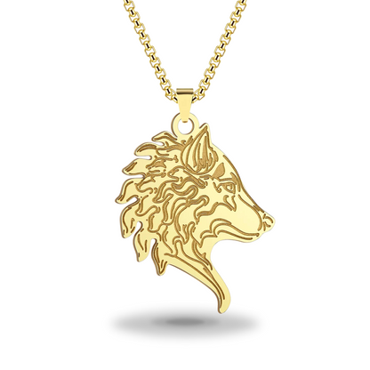 Egyptische ketting<br> Gouden Wolf (Staal)