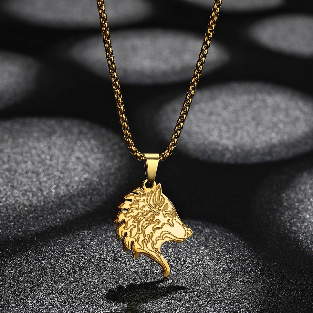 Egyptische ketting<br> Gouden Wolf (Staal)