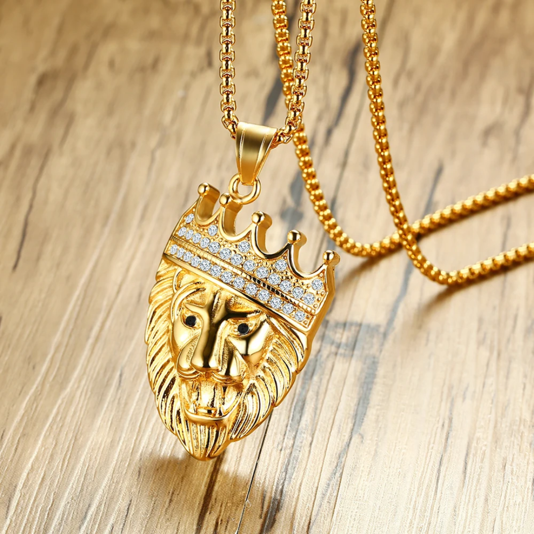 Egyptian Necklace <br />Lion Pendant (Steel)