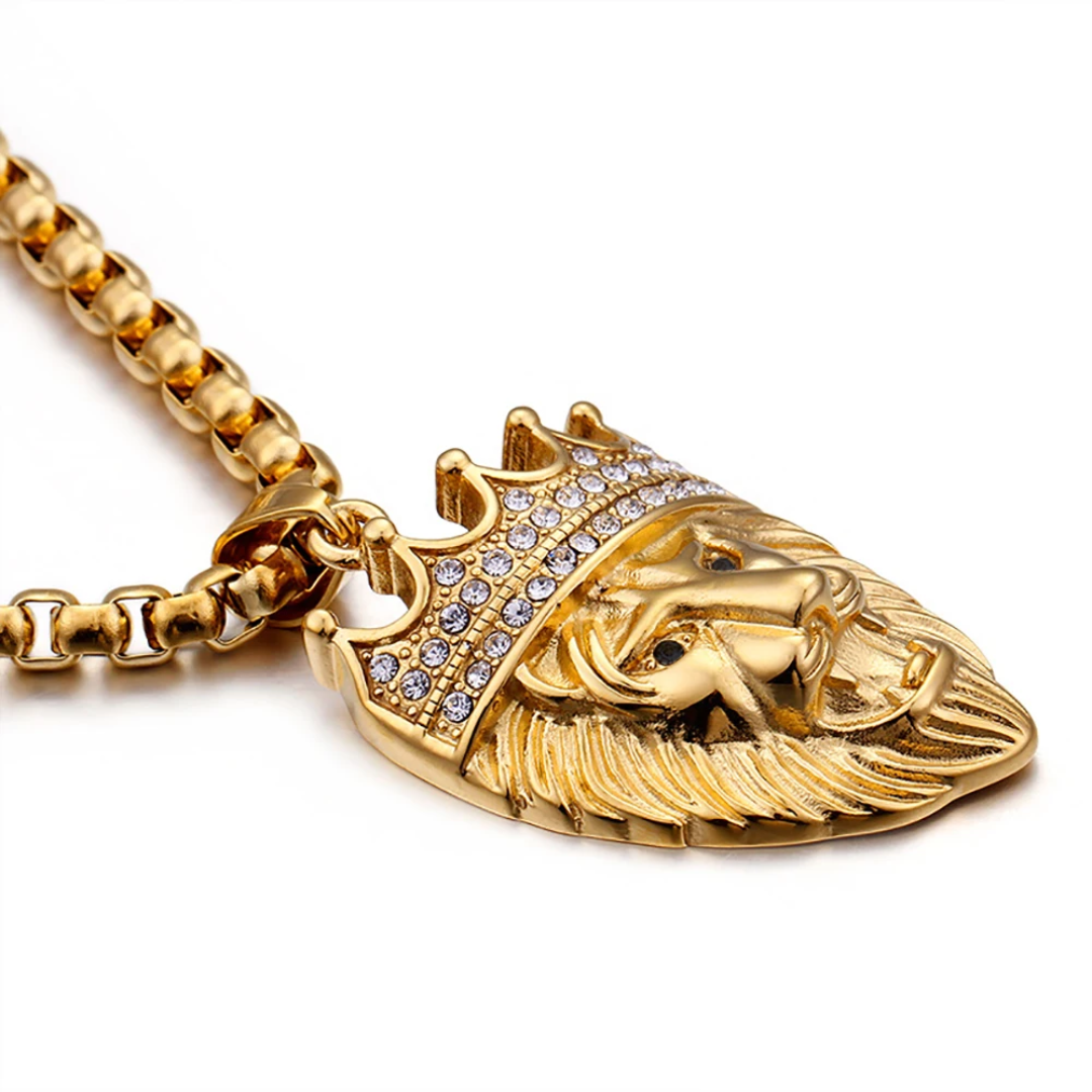 Collier égyptien<br> Pendentif Lion (Acier)