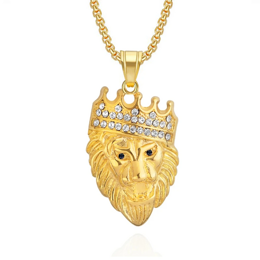 Collier égyptien<br> Pendentif Lion (Acier)