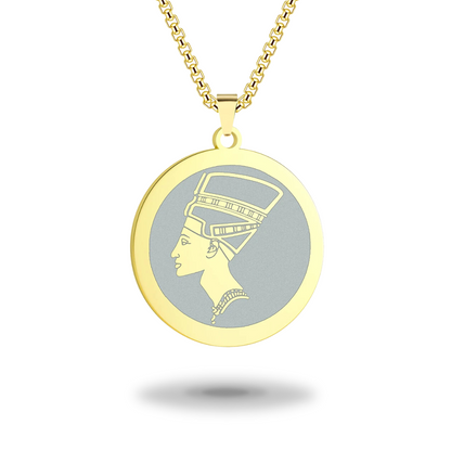 Egyptian Necklace <br />Nefertiti Coin Necklace (Steel)