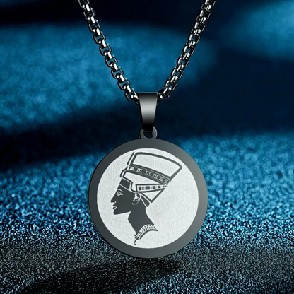 Egyptian Necklace <br />Nefertiti Coin Necklace (Steel)