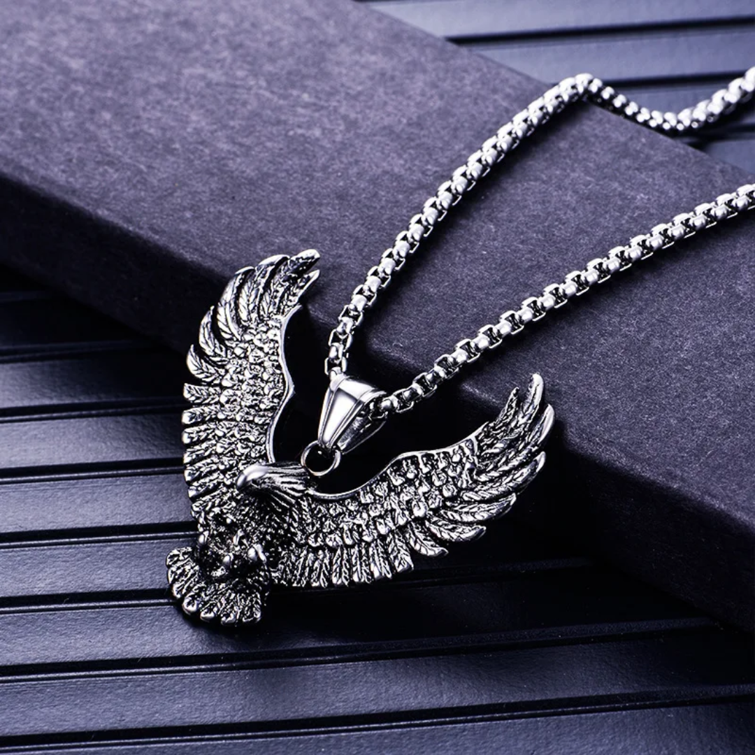 Egyptiskt halsband<br> Silver Hawk (stål)