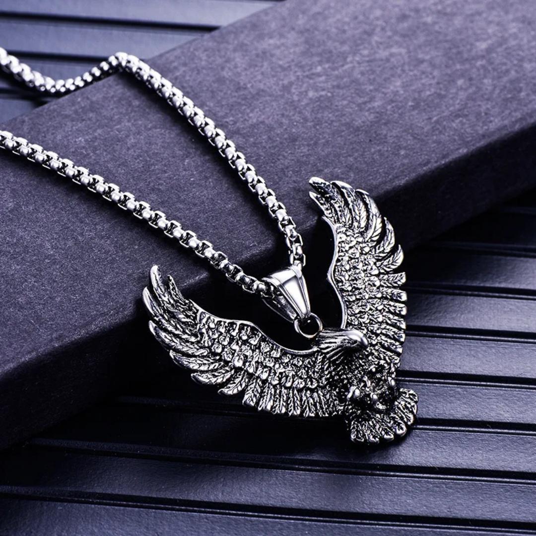 Egyptiskt halsband<br> Silver Hawk (stål)