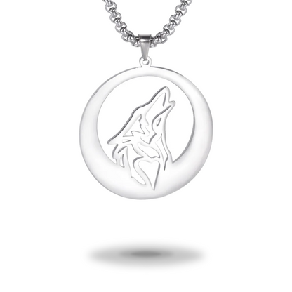 Collier Égyptien <br> Loup et Lune (Acier)