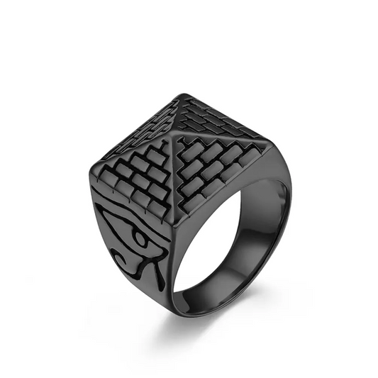 Egyptian Ring <br>Black Pyramid (Steel)