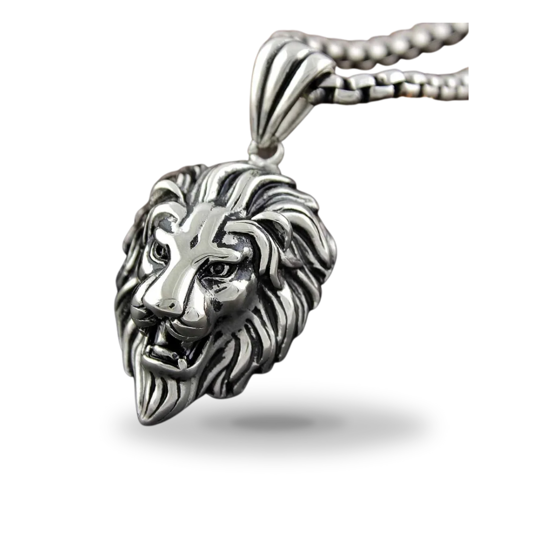 Collier Médaillon Lion<br> (Acier)