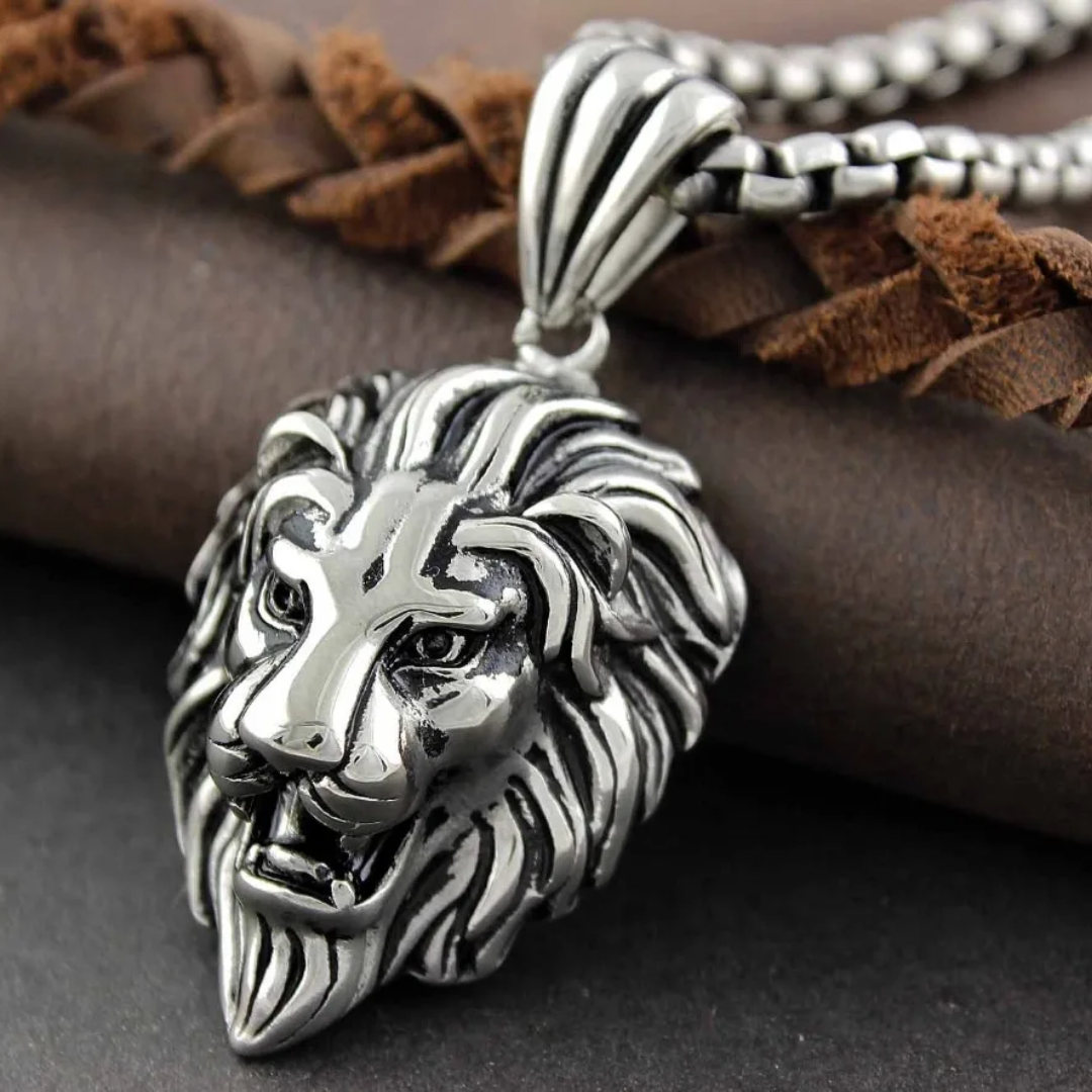 Lion Medaljong Halsband<br> (Stål)