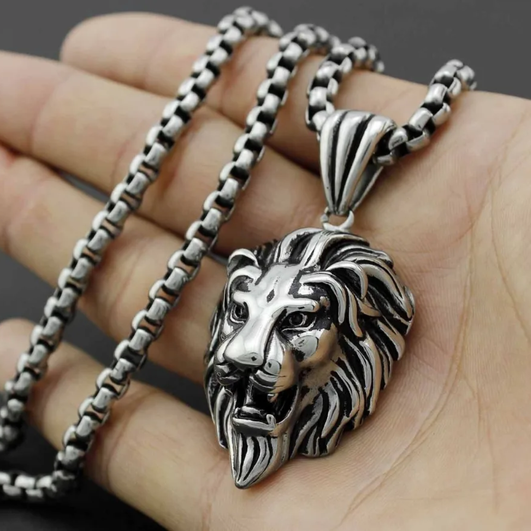 Collier Médaillon Lion<br> (Acier)