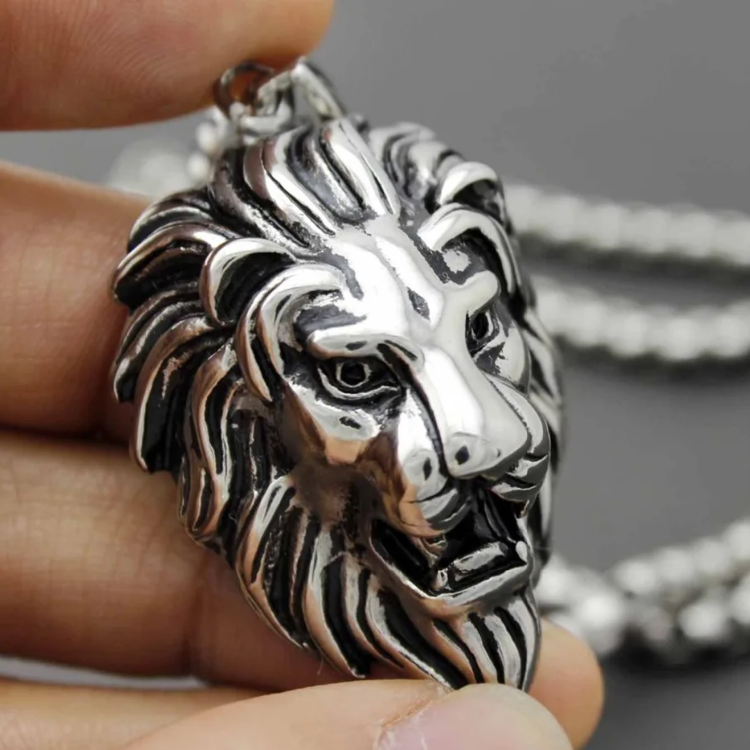 Collier Médaillon Lion<br> (Acier)