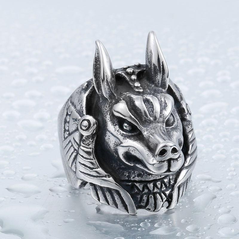 Egyptian Ring Anubis in Wrath (Steel) - Main Image
